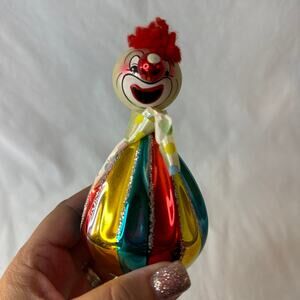 De Carlini Red and Yellow Clown Ornament